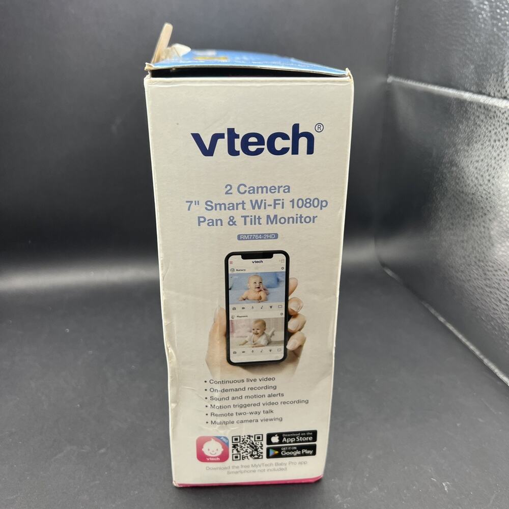 Vtech 2 Camera 7" Smart Wifi 1080P Pan & Tilt Baby Monitor RM7764-2HD NEW OPEN - Picture 4 of 10